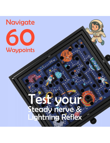 Juego de Laberinto de Madera Espacial STERLING 60 Puntos 32.4x29.2cm