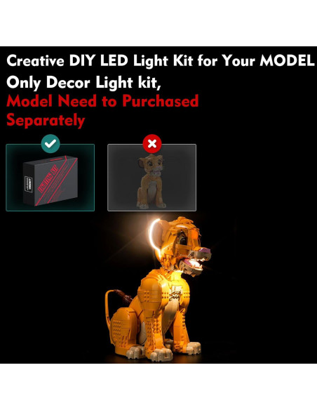 Kit de Luz LED LocoLee para LEGO 43247 Joven Simba El Rey León