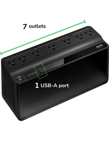 UPS APC BE600M1 600VA con Carga USB y 7 Salidas UPS APC BE600M1 600VA con Carga USB y 7 Salidas