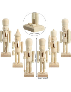 Yalikop 6 Mini Cascanueces de Madera para Pintar Navidad 2