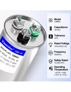 Capacitor Doble Función 45+5uF 370V CBB65 para HVAC 2