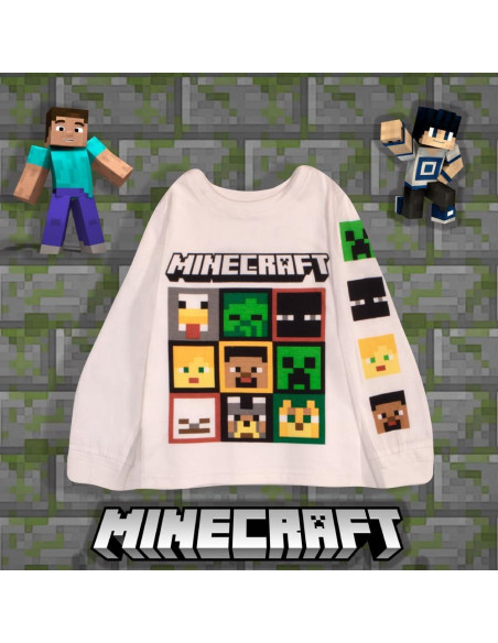 Camisetas de Manga Larga Minecraft Niños 3-Pack Algodón