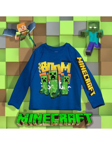 Camisetas de Manga Larga Minecraft Niños 3-Pack Algodón