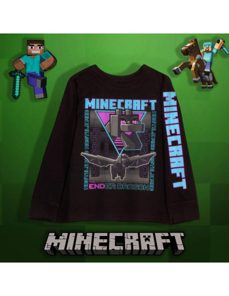 Camisetas de Manga Larga Minecraft Niños 3-Pack Algodón