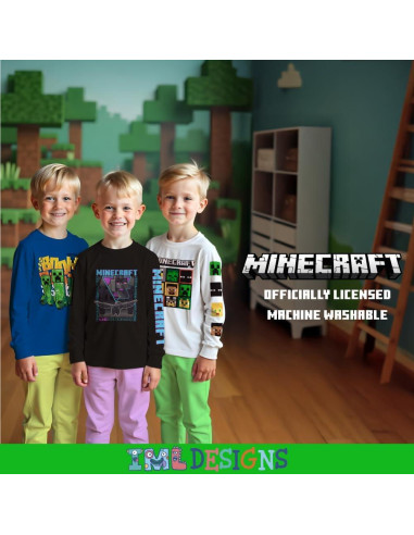 Camisetas de Manga Larga Minecraft Niños 3-Pack Algodón