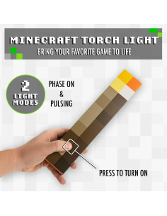 Luz de Antorcha Minecraft Paladone - 12.7 cm, 2 Modos LED 2