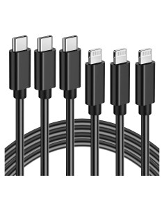 Cable USB-C a Lightning Quntis 3FT Carga Rápida 3Pack Negro
