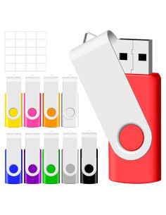 Unidad Flash USB 4GB JBOS Giratorio - Paquete de 10 Colores Mixtos