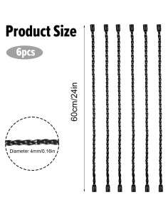 6 Correos de Cable de Silicona Yolev 60cm Reutilizables Negros 2