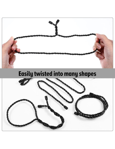 6 Correos de Cable de Silicona Yolev 60cm Reutilizables Negros