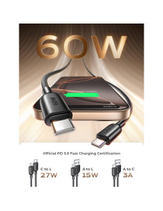 Cable USB C 4 en 1 LISEN 60W [2x2M, 2x0.4M] Carga Rápida 2