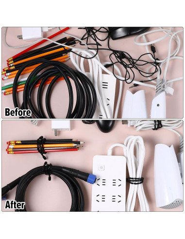 6 Correos de Cable de Silicona Yolev 60cm Reutilizables Negros