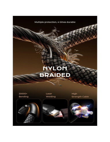 Cable USB C 4 en 1 LISEN 60W [2x2M, 2x0.4M] Carga Rápida