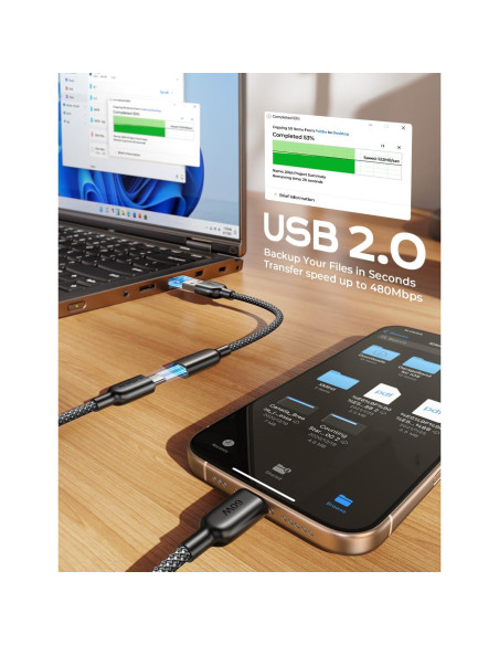 Cable USB C 4 en 1 LISEN 60W [2x2M, 2x0.4M] Carga Rápida