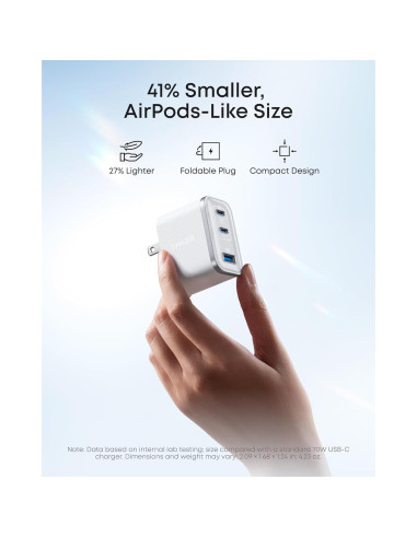 Cargador Anker Nano 70W USB-C 3 Puertos Compacto Negro