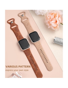 Banda Grabada Floral Odbeai para Apple Watch 38-49mm Mujeres 2