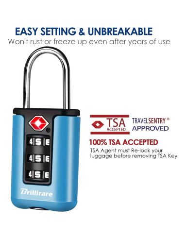 2 Candados de Equipaje Brillirare Aprobados por TSA Azul