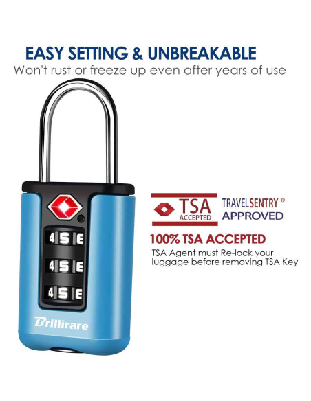 2 Candados de Equipaje Brillirare Aprobados por TSA Azul
