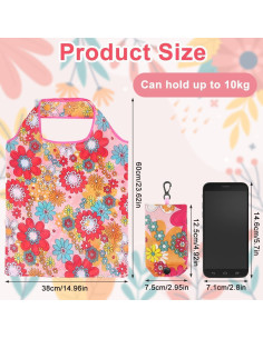 8 Bolsas de Compras Reutilizables Ecológicas Floral 60x38cm 2