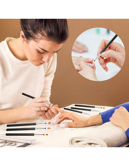 Kit de Pinceles de Arte de Uñas FULINJOY 6PCS Doble Extremo