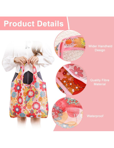 8 Bolsas de Compras Reutilizables Ecológicas Floral 60x38cm