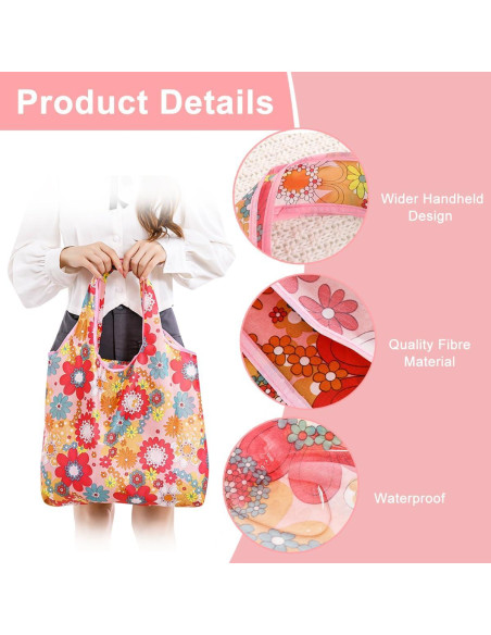 8 Bolsas de Compras Reutilizables Ecológicas Floral 60x38cm