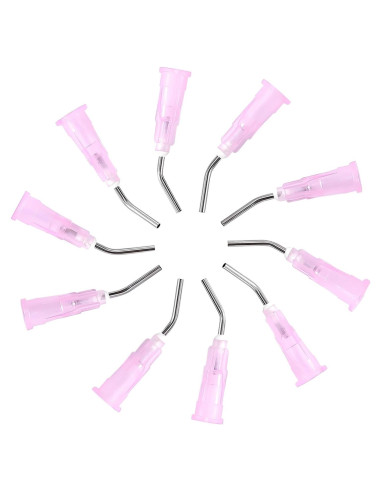Puntas de Dispensa Curvadas JMU 18G Rosa - 300 Pcs Desechables