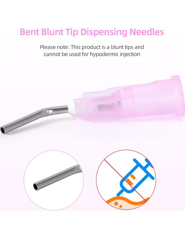 Puntas de Dispensa Curvadas JMU 18G Rosa - 300 Pcs Desechables