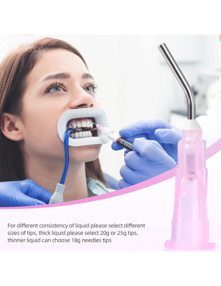 Puntas de Dispensa Curvadas JMU 18G Rosa - 300 Pcs Desechables