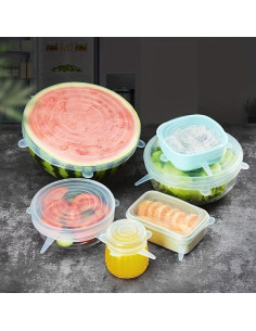 Juego de 6 Tapas de Silicona Reutilizables FXBAOJUNDA Amarillo 2