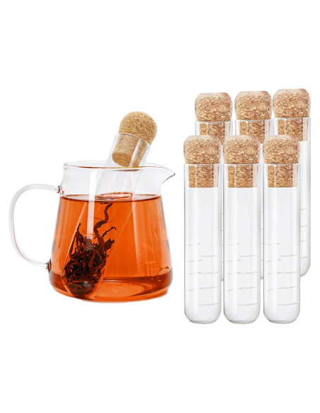 Filtros de Té de Vidrio Whaline 6 Pcs con Corcho 15.5 cm