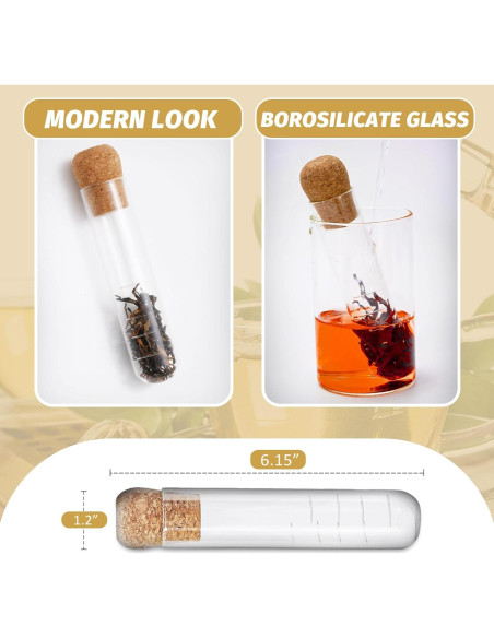 Filtros de Té de Vidrio Whaline 6 Pcs con Corcho 15.5 cm