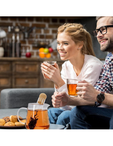 Filtros de Té de Vidrio Whaline 6 Pcs con Corcho 15.5 cm