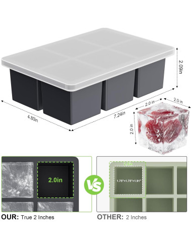 Bandeja de Hielo Grande GGUW para Whisky - 18 Cubos 5 cm