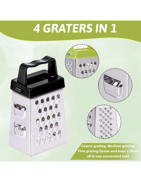 6 Mini Ralladores de Queso YBEATY Acero Inoxidable 4 Lados