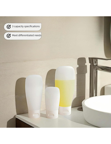 Conjunto de Botellas de Viaje Chinshwehaw 3-Pack Silicona 30ml 60ml 100ml