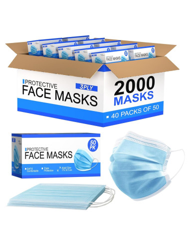 Mascarillas Desechables Fuye Azul 2000 Unidades 3 Capas