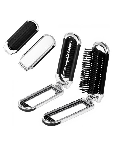 2 Cepillos de Pelo Plegables con Espejo Gtziqa - Portátiles