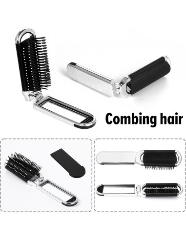 2 Cepillos de Pelo Plegables con Espejo Gtziqa - Portátiles