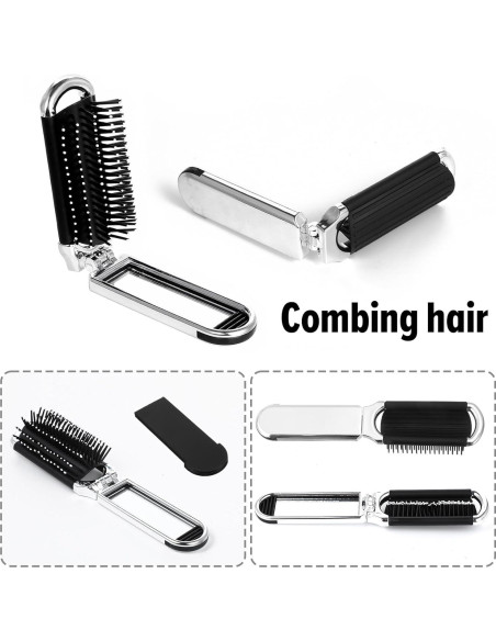 2 Cepillos de Pelo Plegables con Espejo Gtziqa - Portátiles