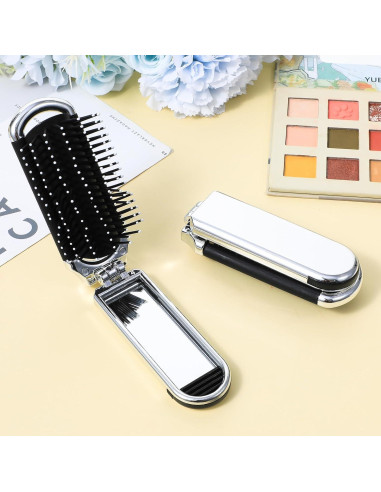 2 Cepillos de Pelo Plegables con Espejo Gtziqa - Portátiles