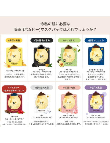 Mascarilla Facial Papa Recipe Bombee Honey 10 Piezas 25g