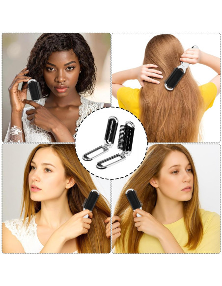 2 Cepillos de Pelo Plegables con Espejo Gtziqa - Portátiles