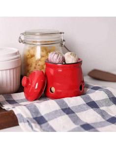 Conservador de Ajo Cerámica HAOTOP 340g Tapa Roja 2