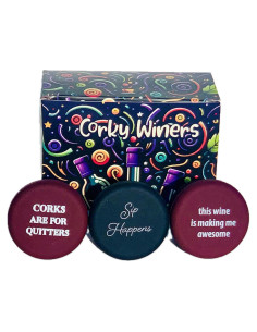 Tapones de Silicona para Vino Countables - Paquete de 3 Reutilizables