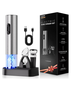 Juego de abridor de vino eléctrico 6 en 1 BABONIR acero inoxidable
