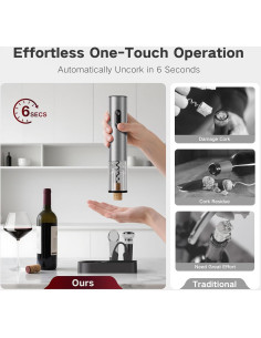 Juego de abridor de vino eléctrico 6 en 1 BABONIR acero inoxidable 2
