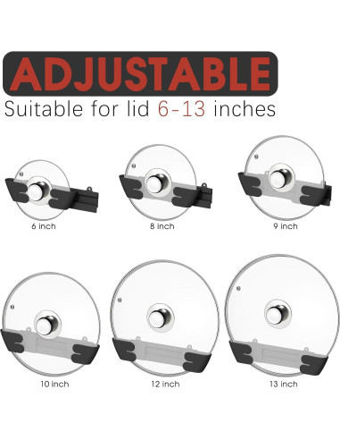 Organizador de Tapas de Olla Ajustable Nicejak 8Pack Negro