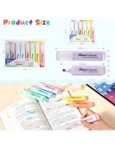 Marcadores Fluorescentes Pastel BONACE - 8 Colores Cincel 2