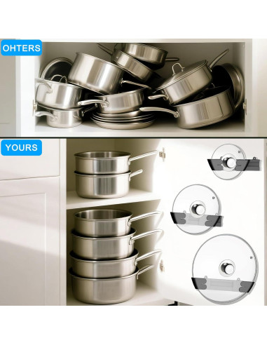 Organizador de Tapas de Olla Ajustable Nicejak 8Pack Negro